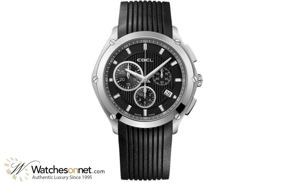 Ebel Classic Sport  Chronograph Quartz Men's Watch, Stainless Steel, Black Dial, 1216044