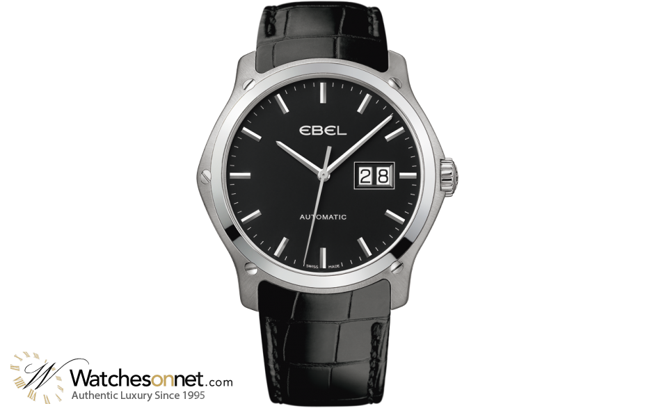 Ebel Classic Hexagon  Automatic Men's Watch, Stainless Steel, Black Dial, 1216008