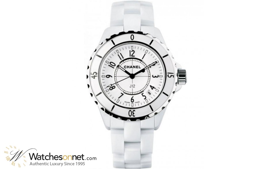 Chanel J12 Classic  Quartz Women's Watch, Ceramic, White Dial, H0968