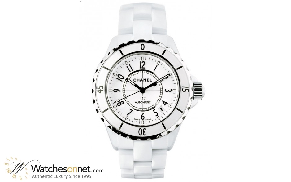 Chanel White Ceramic Stainless Steel J12 H0970 Women's Wristwatch