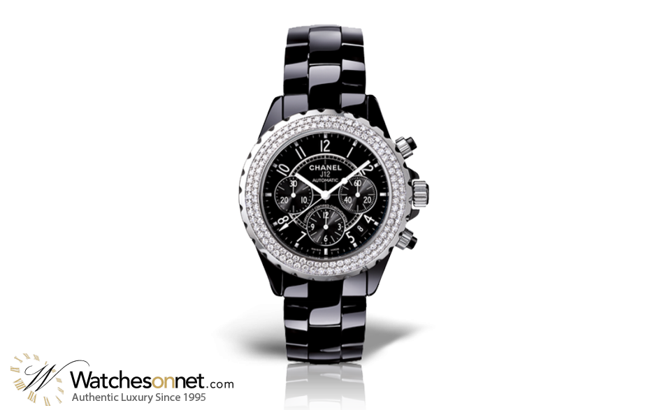 Chanel J12 Jewelry  Chronograph Automatic Women's Watch, Ceramic, Black Dial, H1009