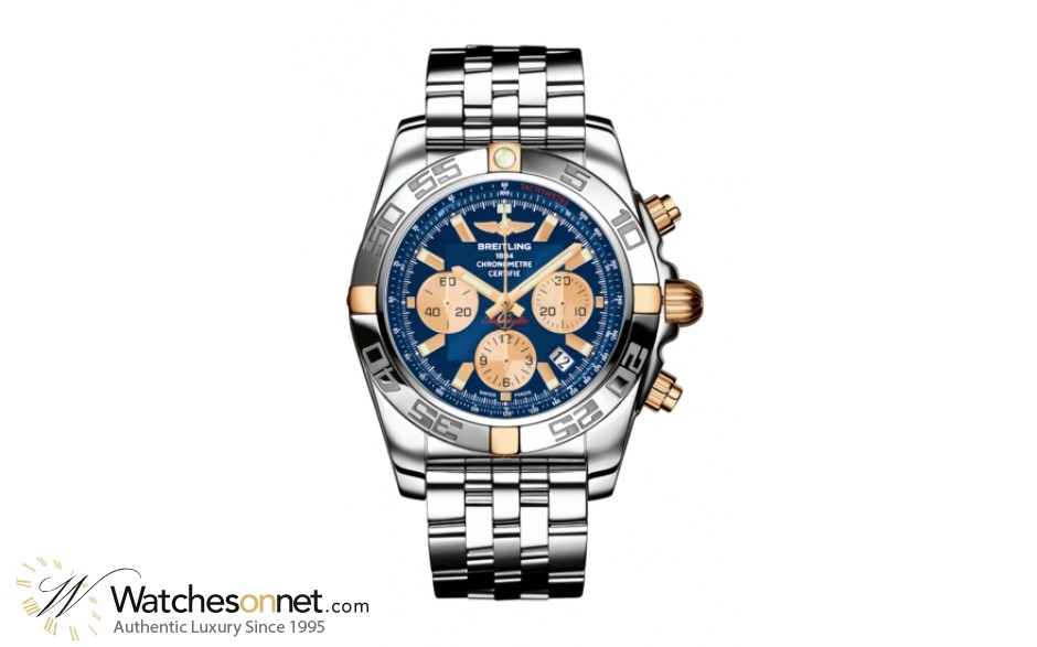 Breitling Chronomat 44  Chronograph Automatic Men's Watch, 18K Rose Gold, Blue Dial, IB011012.C790.375A