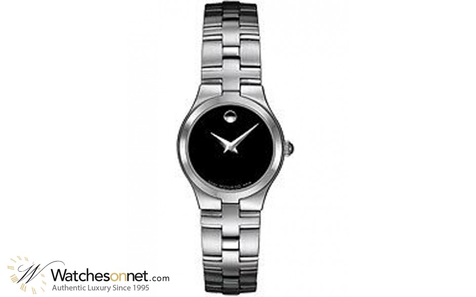 Movado Juro  Quartz Women's Watch, Stainless Steel, Black Dial, 605024