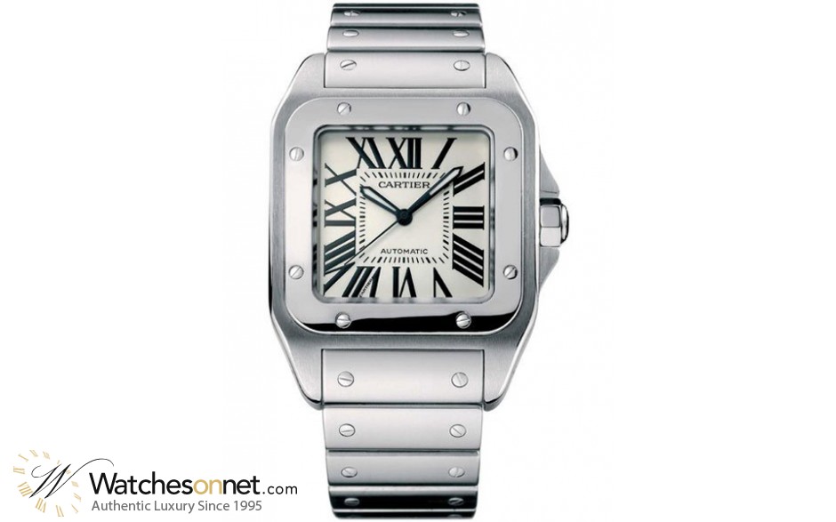 Cartier Santos 100  Automatic Men's Watch, Stainless Steel, White Dial, W200737G