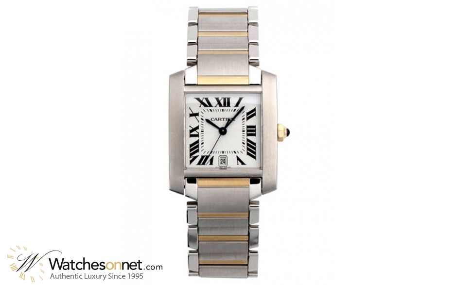 Cartier Tank Francaise  Quartz Men's Watch, 18K Yellow Gold, Silver Dial, W51005Q4