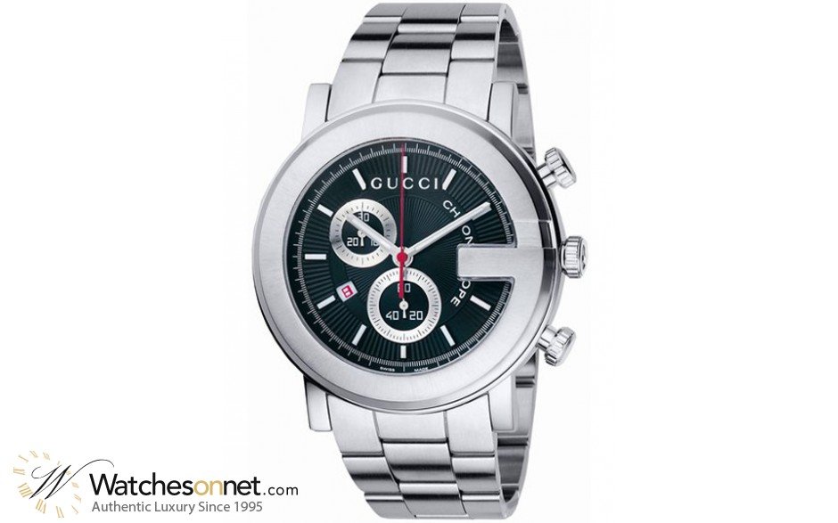 Gucci G-Timeless  Chronograph Quartz Men's Watch, Stainless Steel, Black Dial, YA101309