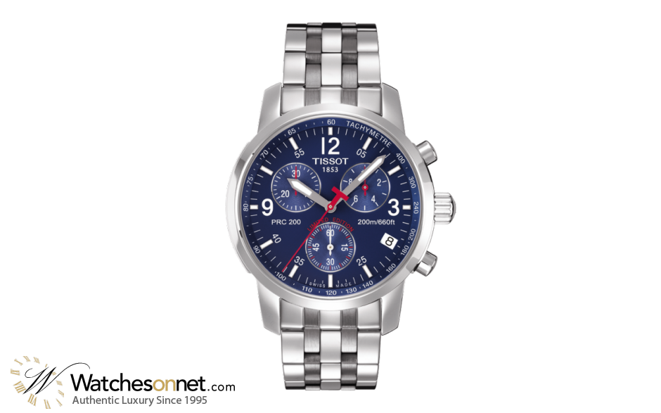 Tissot PRC200  Chronograph Quartz Men's Watch, Stainless Steel, Blue Dial, T014.417.11.047.01