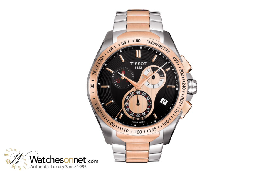 Tissot Veloci-T  Chronograph Quartz Men's Watch, 18K Rose Gold, Black Dial, T024.417.22.051.00