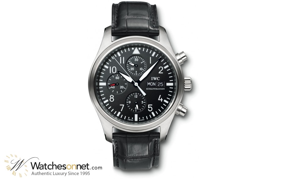 IWC Pilots  Chronograph Automatic Men's Watch, Stainless Steel, Black Dial, IW371701