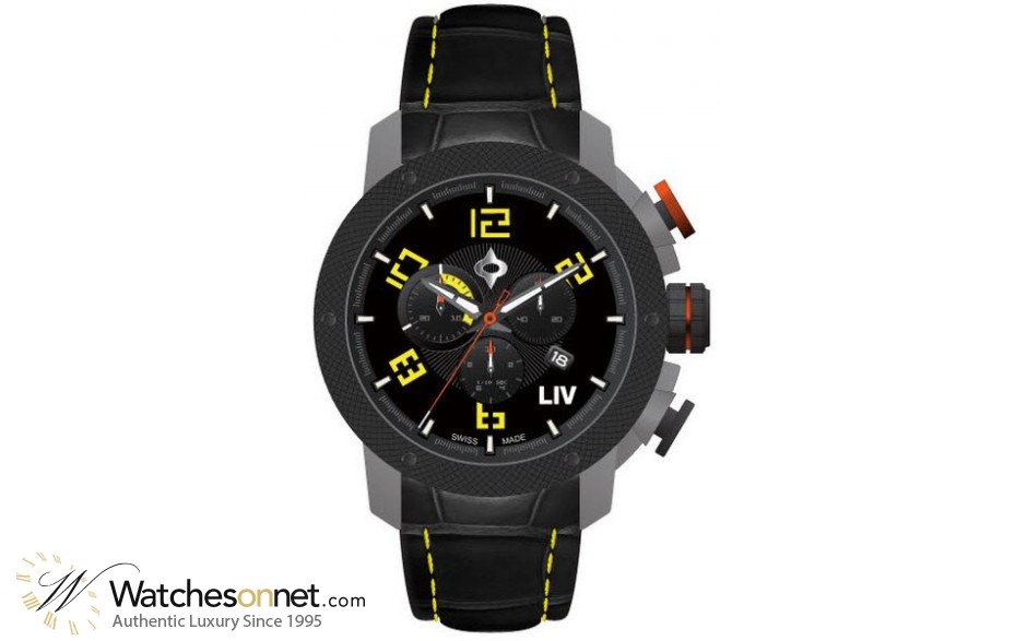 LIV Genesis X1  Chronograph Quartz Men's Watch, Gunmetal, Black Dial, 1230.45.13.A400