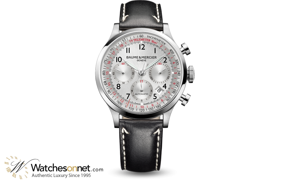 Baume & Mercier Capeland  Chronograph Automatic Men's Watch, Stainless Steel, Silver Dial, MOA10005