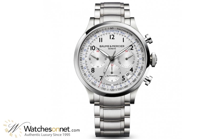Baume & Mercier Capeland  Chronograph Automatic Men's Watch, Stainless Steel, Silver Dial, MOA10064
