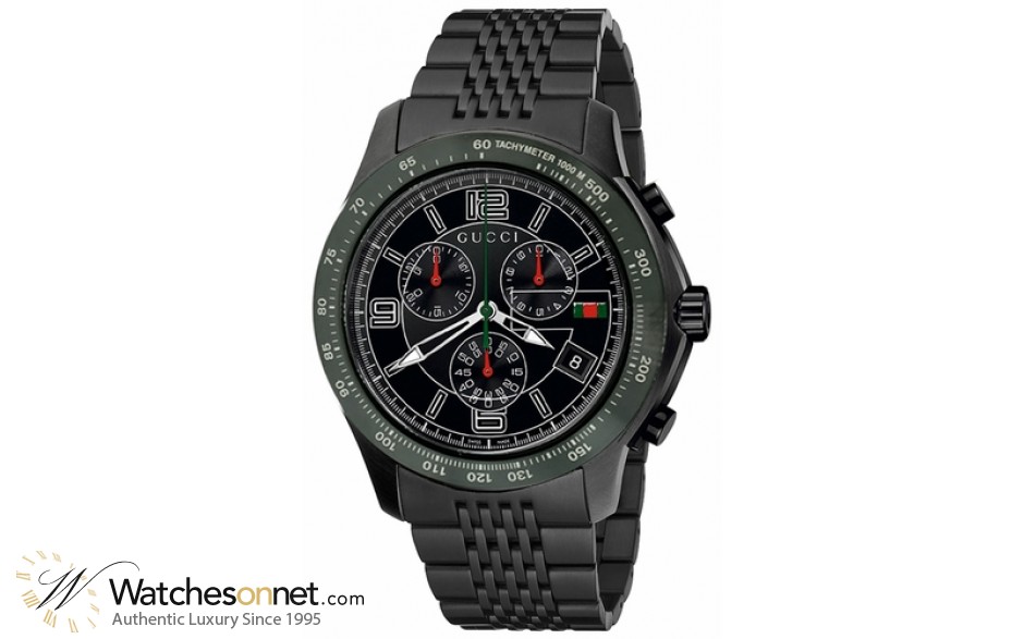 Gucci G-Timeless  Chronograph Quartz Men's Watch, Stainless Steel, Black Dial, YA126217