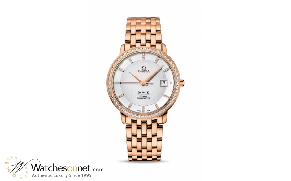 Omega De Ville  Automatic Men's Watch, 18K Rose Gold, Mother Of Pearl & Diamonds Dial, 413.55.37.20.52.001