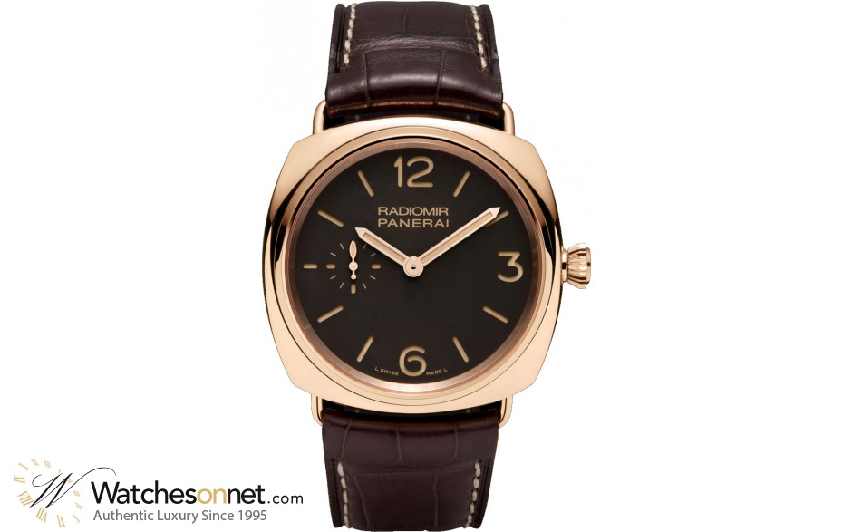 Panerai Radiomir  Mechanical Men's Watch, 18K Rose Gold, Brown Dial, PAM00439