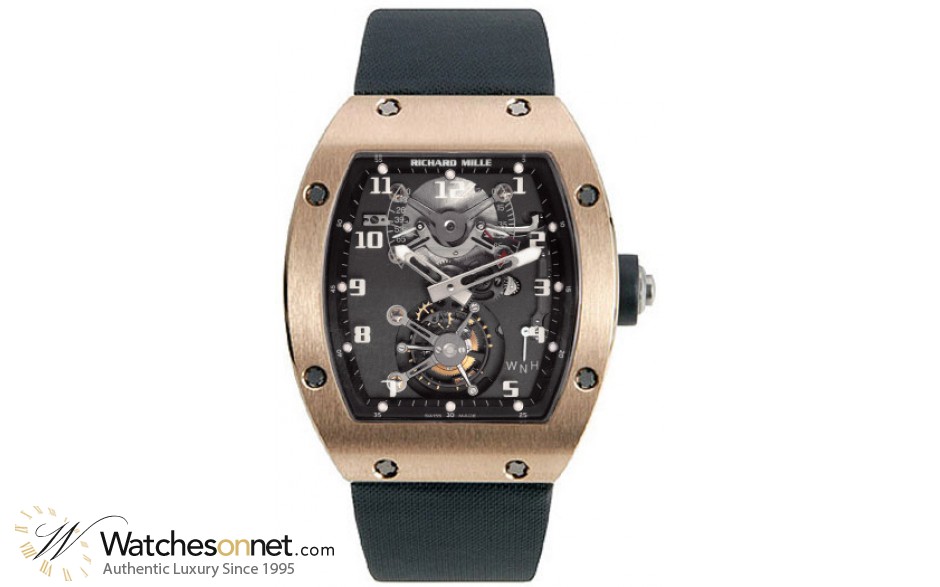 Richard Mille RM 002  Mechanical Unisex Watch, 18K Rose Gold, Black Dial, RM002-V2-RG