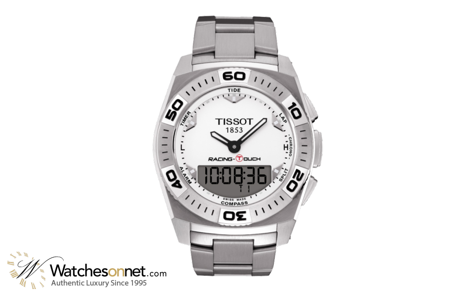 Tissot T Touch  Chronograph LCD Display Quartz Men's Watch, Stainless Steel, White Dial, T002.520.11.031.00