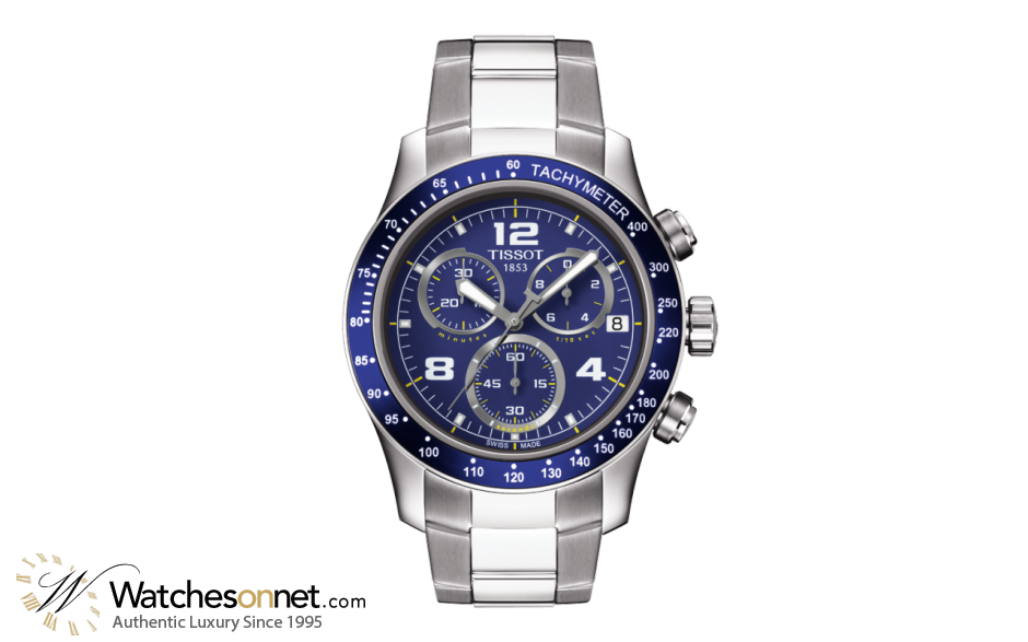 Tissot V8  Chronograph Quartz Men's Watch, Stainless Steel, Blue Dial, T039.417.11.047.02