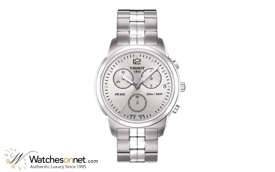 Tissot PR100  Chronograph Quartz Men's Watch, Stainless Steel, Silver Dial, T049.417.11.037.00