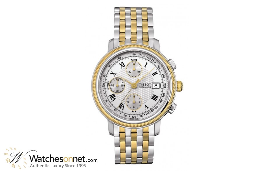 Tissot T-Gold  Chronograph Automatic Men's Watch, Steel & 18K Yellow Gold, Silver Dial, T045.427.22.033.00