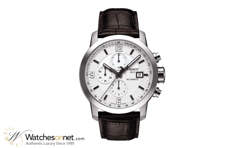 Tissot PRC200  Chronograph Automatic Men's Watch, Stainless Steel, White Dial, T055.427.16.017.00