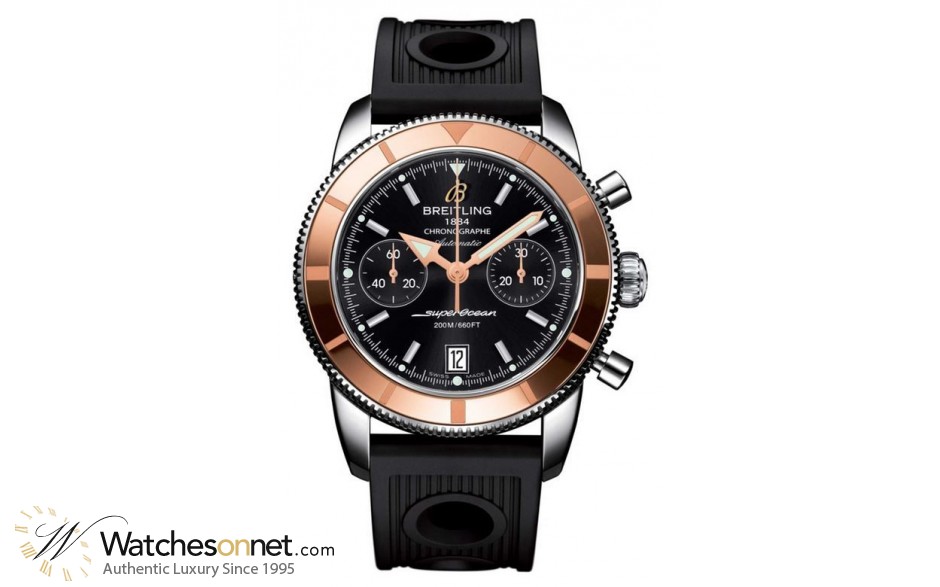Breitling Superocean Heritage Chronographe 44  Chronograph Automatic Men's Watch, Steel & 18K Rose Gold, Black Dial, U2337012.BB81.200S