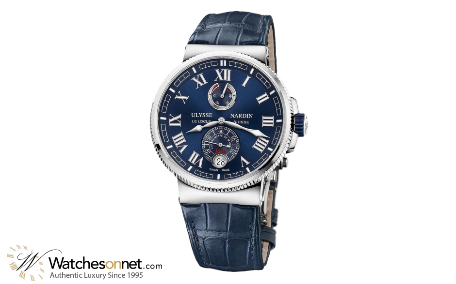 Ulysse Nardin Marine Chronometer  Automatic Men's Watch, Titanium & Stainless Steel, Blue Dial, 1183-126/43