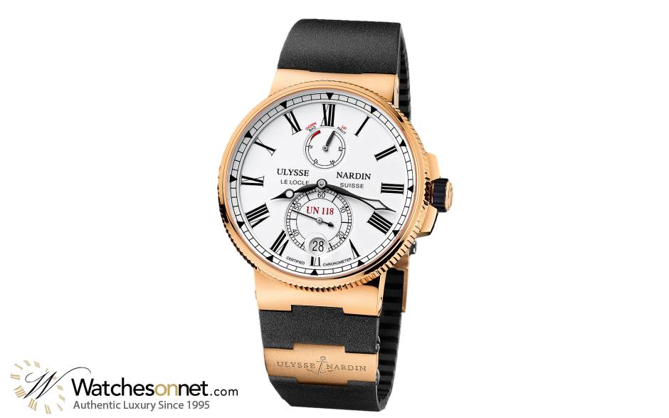 Ulysse Nardin Marine Chronometer  Automatic Men's Watch, 18K Rose Gold, White Dial, 1186-122-3/40