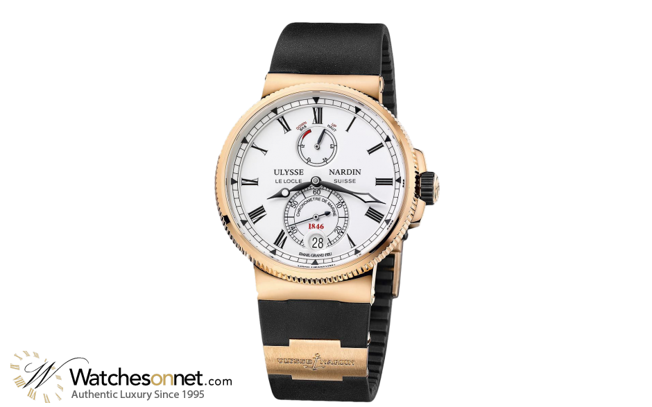 Ulysse Nardin Marine Chronometer  Automatic Men's Watch, 18K Rose Gold, White Dial, 1186-126-3/E0