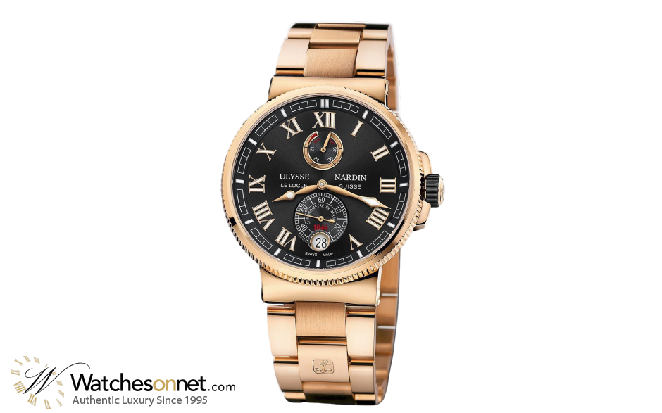 Ulysse Nardin Marine Chronometer  Automatic Men's Watch, 18K Rose Gold, Black Dial, 1186-126-8M/42