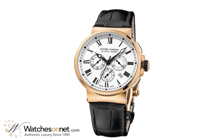 Ulysse Nardin Marine Chronometer  Automatic Men's Watch, 18K Rose Gold, White Dial, 1506-150LE