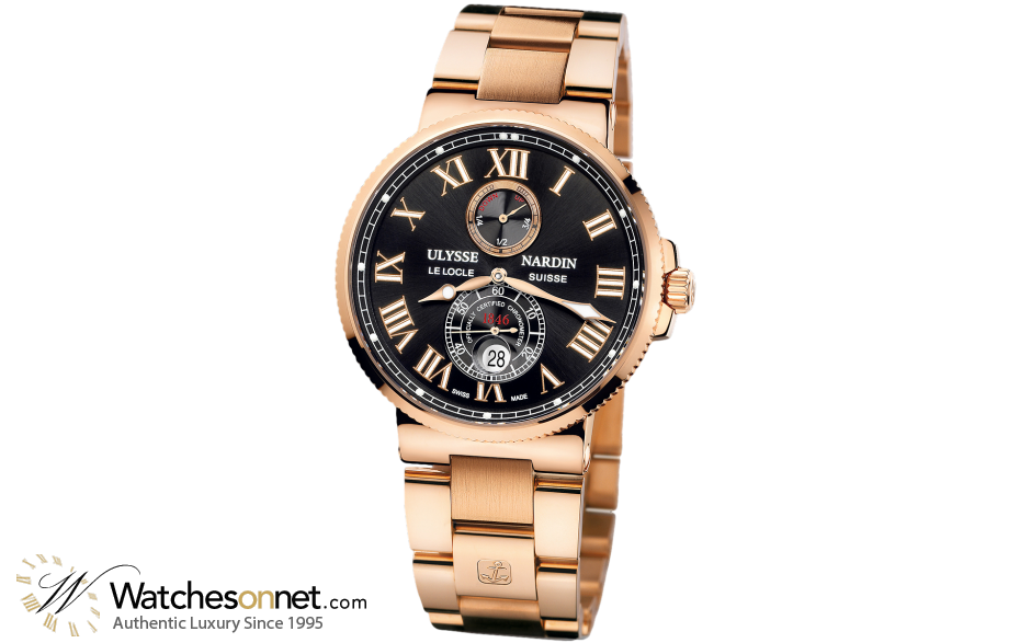 Ulysse Nardin Marine Chronometer  Automatic Men's Watch, 18K Rose Gold, Black Dial, 266-67-8M/42