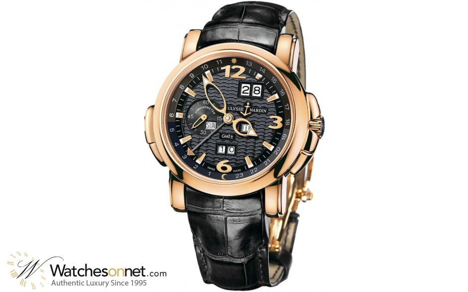 Ulysse Nardin Nifty / Functional  Automatic Men's Watch, 18K Rose Gold, Black Dial, 326-60/62