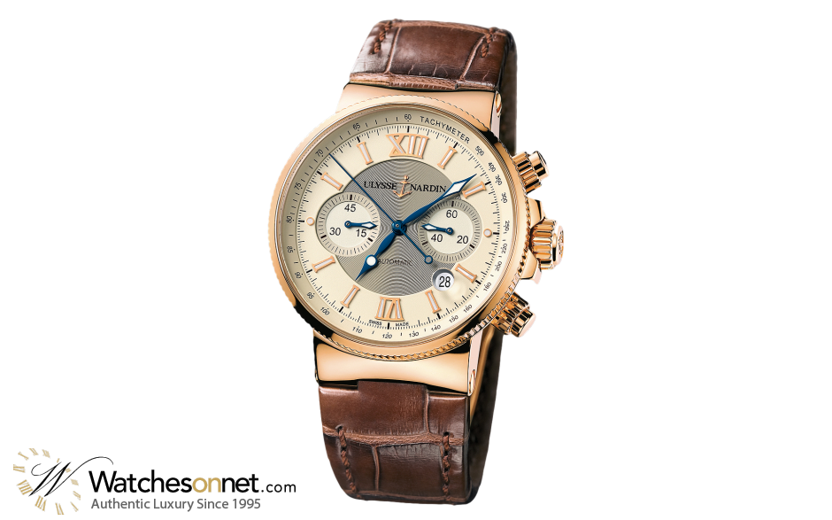 Ulysse Nardin Marine Chronometer  Automatic Men's Watch, 18K Rose Gold, Off White Dial, 356-66/354
