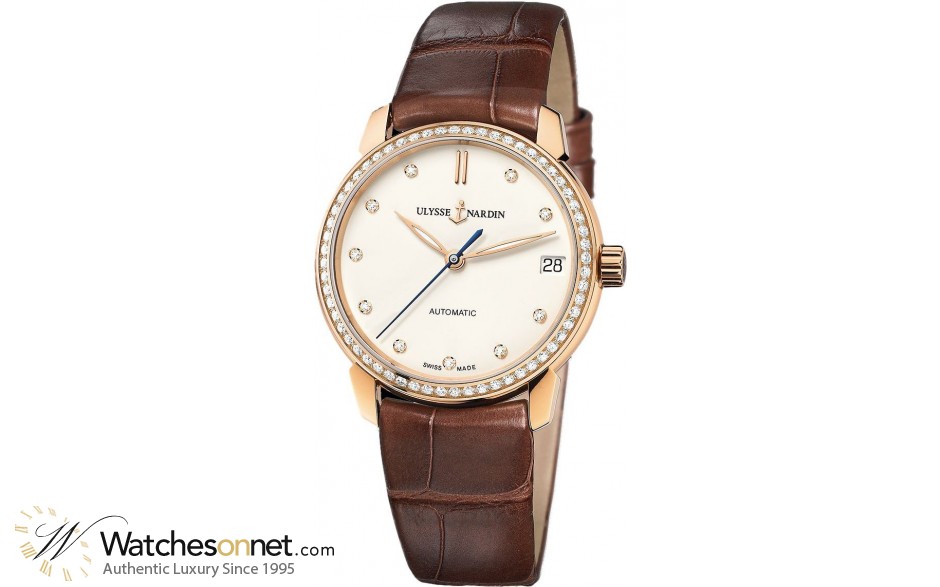 Ulysse Nardin Classical  Automatic Women's Watch, 18K Rose Gold, Cream & Diamonds Dial, 8106-116B-2/990