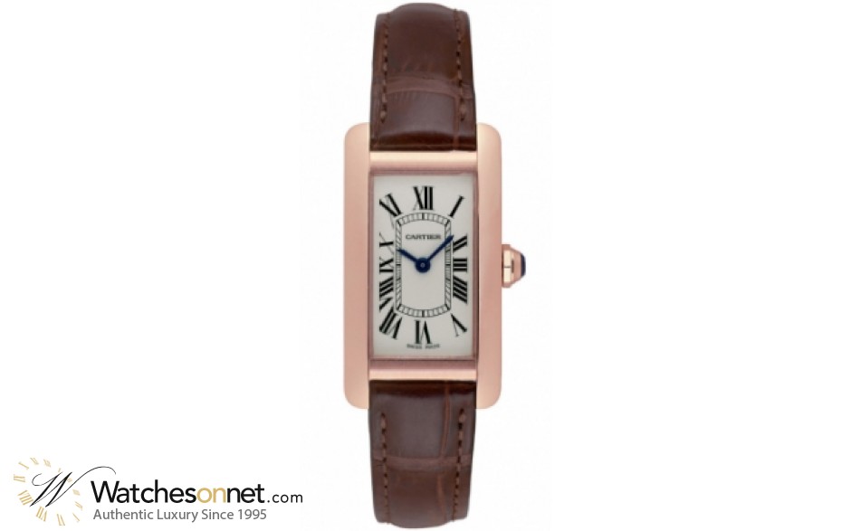 Cartier Tank Americaine  Quartz Women's Watch, 18K Rose Gold, Silver Dial, W2607456