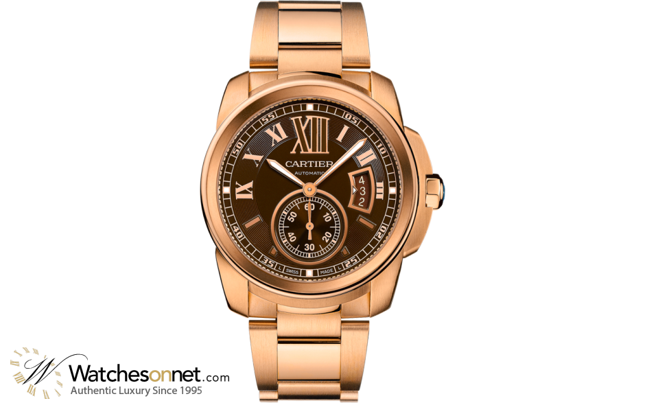 Cartier Calibre  Automatic Men's Watch, 18K Rose Gold, Brown Dial, W7100040