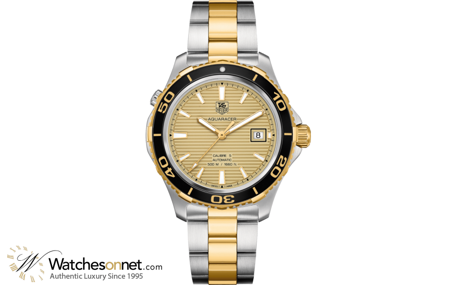 Tag Heuer Aquaracer 500M  Automatic Men's Watch, 18K Gold Plated, Gold Dial, WAK2121.BB0835