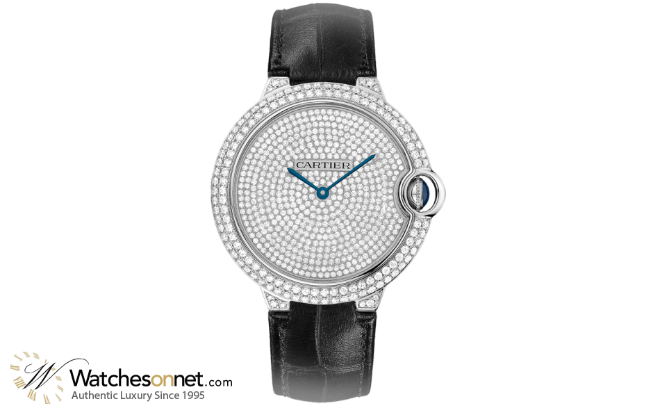Cartier Ballon Bleu  Automatic Men's Watch, 18K White Gold, Diamond Pave Dial, WE902049