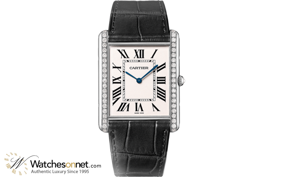 Cartier Tank Louis  Quartz Mid-Size Watch, 18K White Gold, White Dial, WT200006