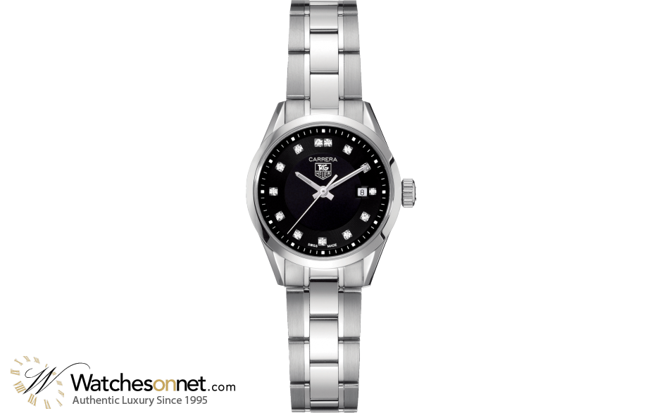 Tag Heuer Carrera  Quartz Women's Watch, Stainless Steel, Black Dial, WV1410.BA0793
