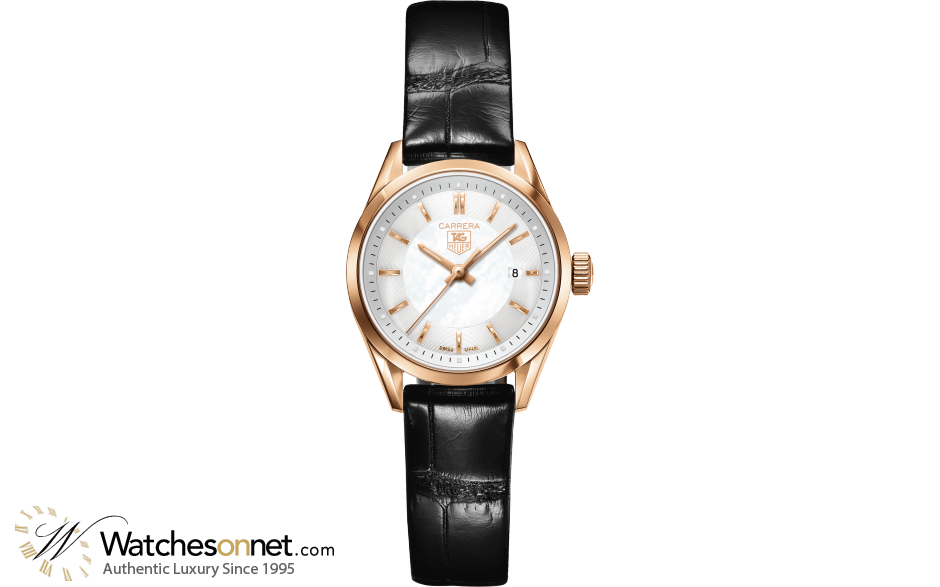 Tag Heuer Carrera  Quartz Women's Watch, 18K Rose Gold, White Mother Of Pearl Dial, WV1440.FC8181