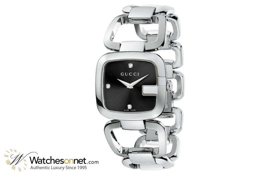 Gucci G-Gucci  Quartz Women's Watch, Stainless Steel, Black Dial, YA125406
