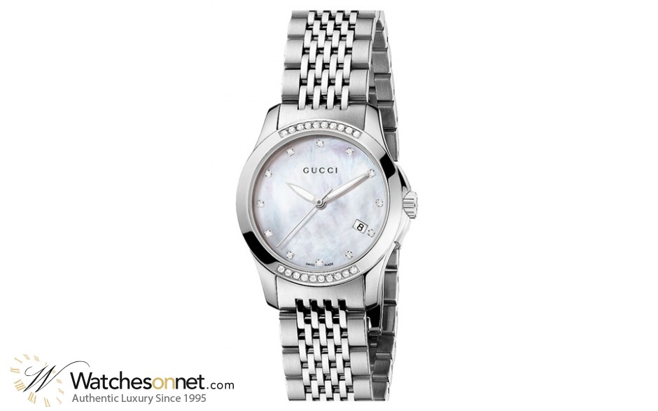 Gucci G-Timeless  Quartz Women's Watch, Stainless Steel, White Dial, YA126510