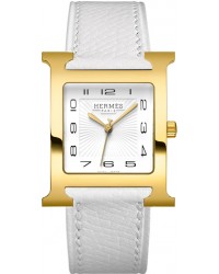 Hermes H Hour  Quartz Women's Watch, Gold Tone, White Dial, 036846WW00