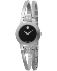 Movado Amorosa  Quartz Women's Watch, Stainless Steel, Black Dial, 604982