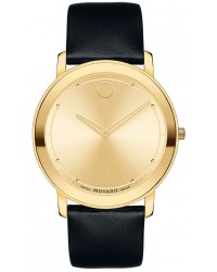 Movado Sapphire  Quartz Men's Watch, Gold Tone, Gold Dial, 606883