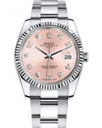 Rolex Date 34  Automatic Women's Watch, Stainless Steel, Pink Dial, 115234-PNK-DIA