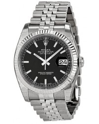 Rolex DateJust 36  Automatic Women's Watch, Steel & 18K White Gold, Black Dial, 116234-BLK-J
