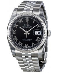 Rolex DateJust 36  Automatic Women's Watch, Steel & 18K White Gold, Black Dial, 116234-BLK-RN-J